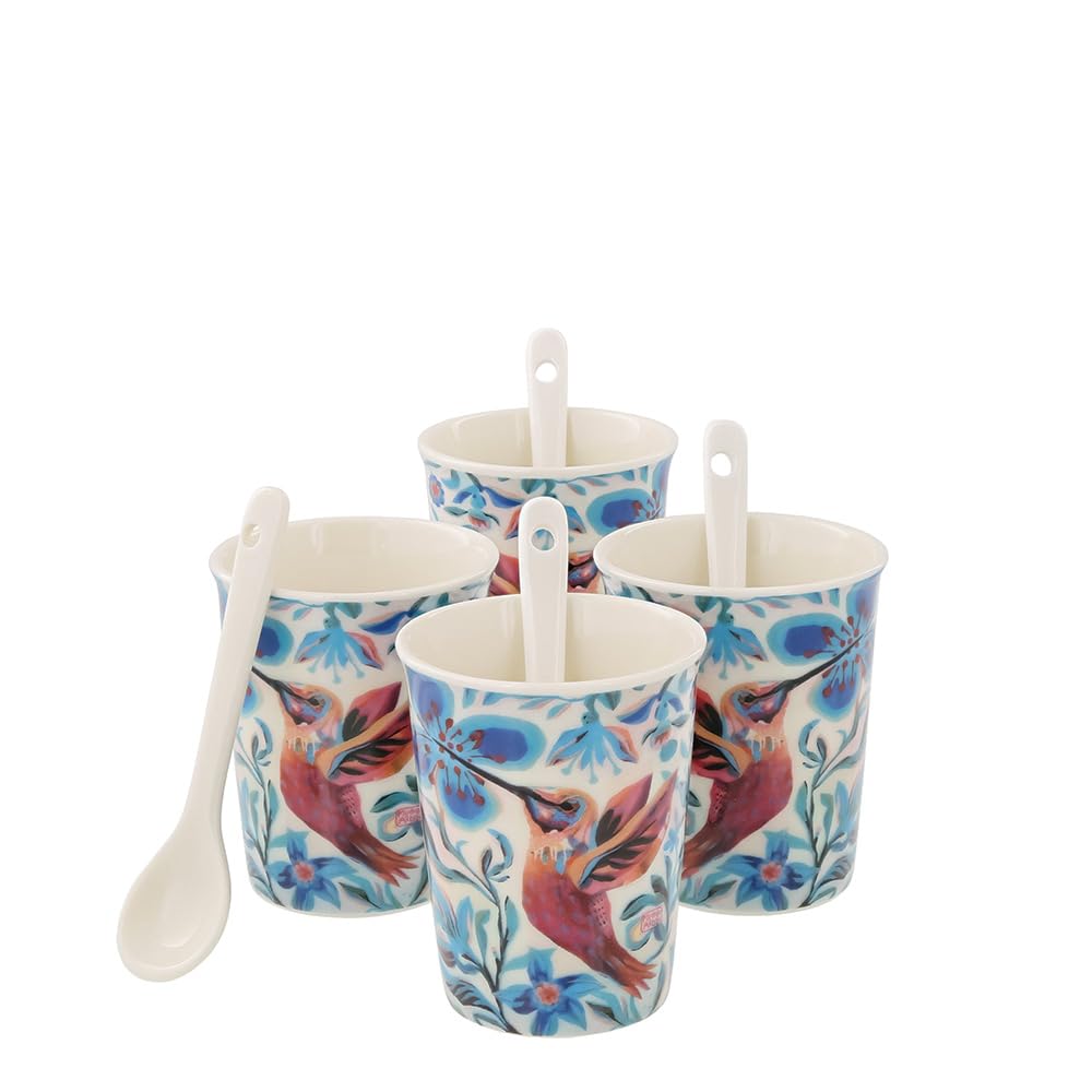 Allen Designs Hummingbird 4 Cups & Spoons Set