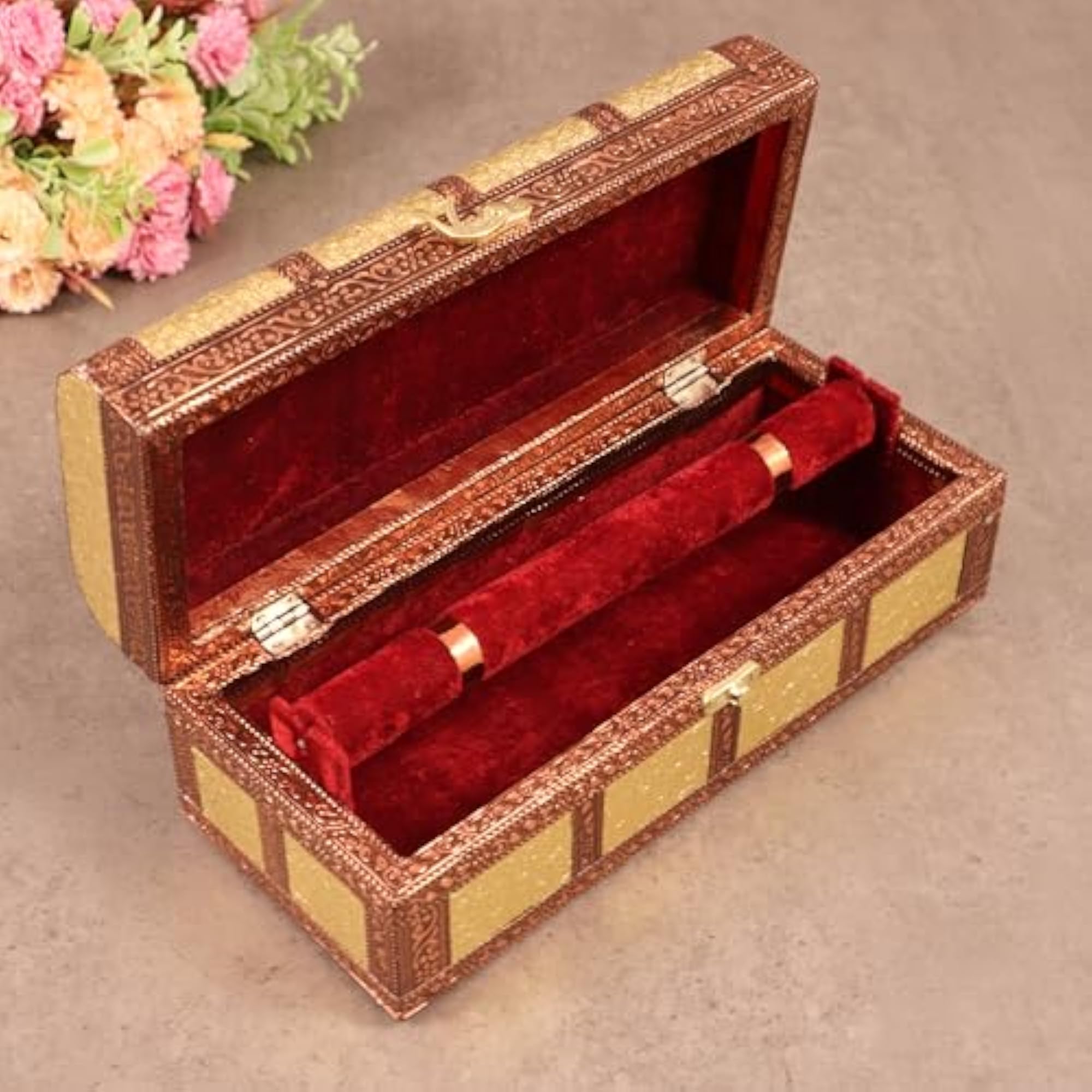 Copper Oxidised Bangle Box for Traditional Jewelry Storage