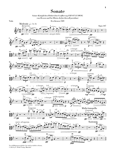 Klarinettensonate op. 107: Fassung für Viola: Besetzung: Viola und Klavier (G. Henle Urtext-Ausgabe)