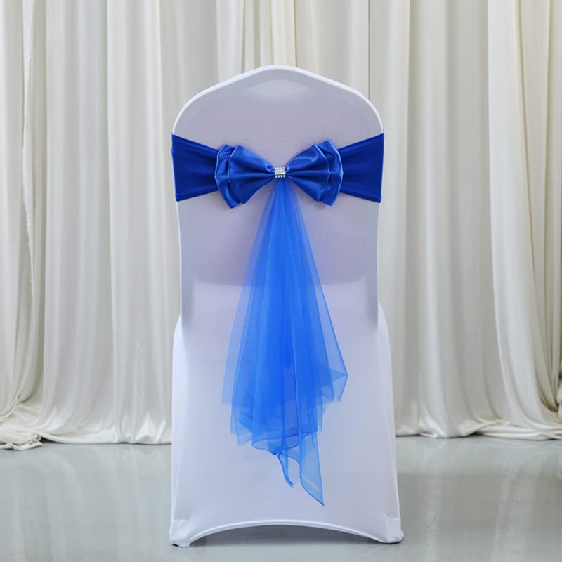 Bianco/Rosso Elasticizzato Spandex Sedia Fiocco Nodo Fasce Con Farfalla Nastro In Organza Per Decorazioni Di Nozze Telai Della Sedia Fiocco-A12,100pcs