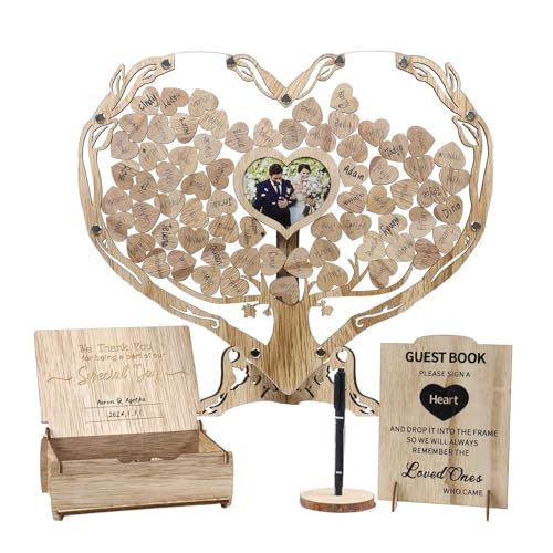 Heart Wedding Guest Book Alternative, Rustic Wooden Wedding Souvenirs...