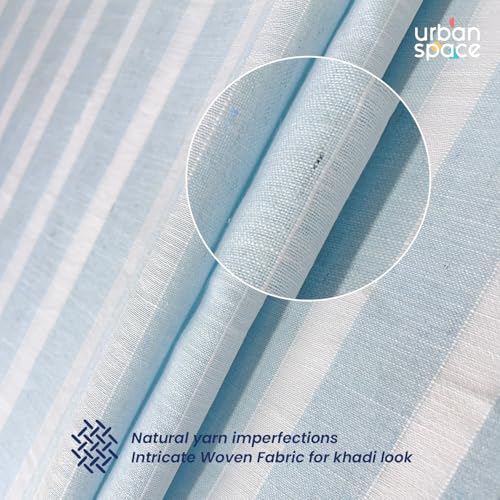Image of Urban Space Aari Collection Weaved Sheer Curtains for Door 7 Ft Long, 40-50% Light Filtering Textured Curtains with Eyelets and Tieback, Set of 2 Decorative Curtains (Weaves SkyBlue, Door- 7 Ft)