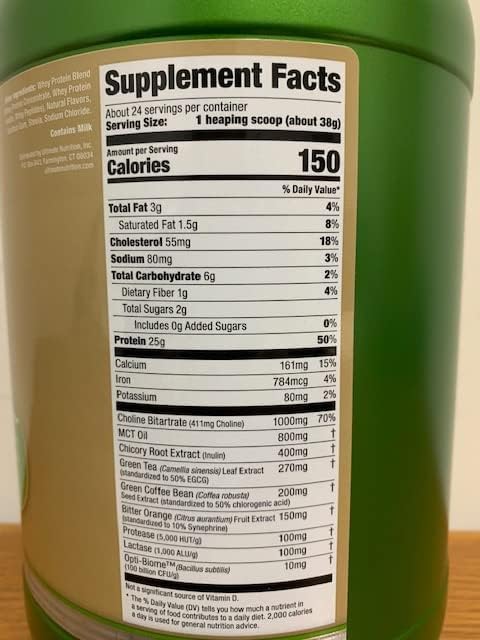 Vista 3 de Ultimate Nutrition Quemador de grasa proteica que apoya la ganancia muscular magra, pérdida de peso, proteína de suero en polvo, apto para dieta
