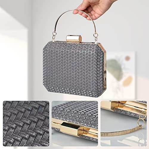 Damen Abendtasche Funkelnd Handtasche Glänzend Umhängetasche Glitzer Henkeltasche Hochzeit Brautbörse Elegant Schultertasche Cocktail Party Abschlussball Tasche für Frauen Roségold – Bild 6