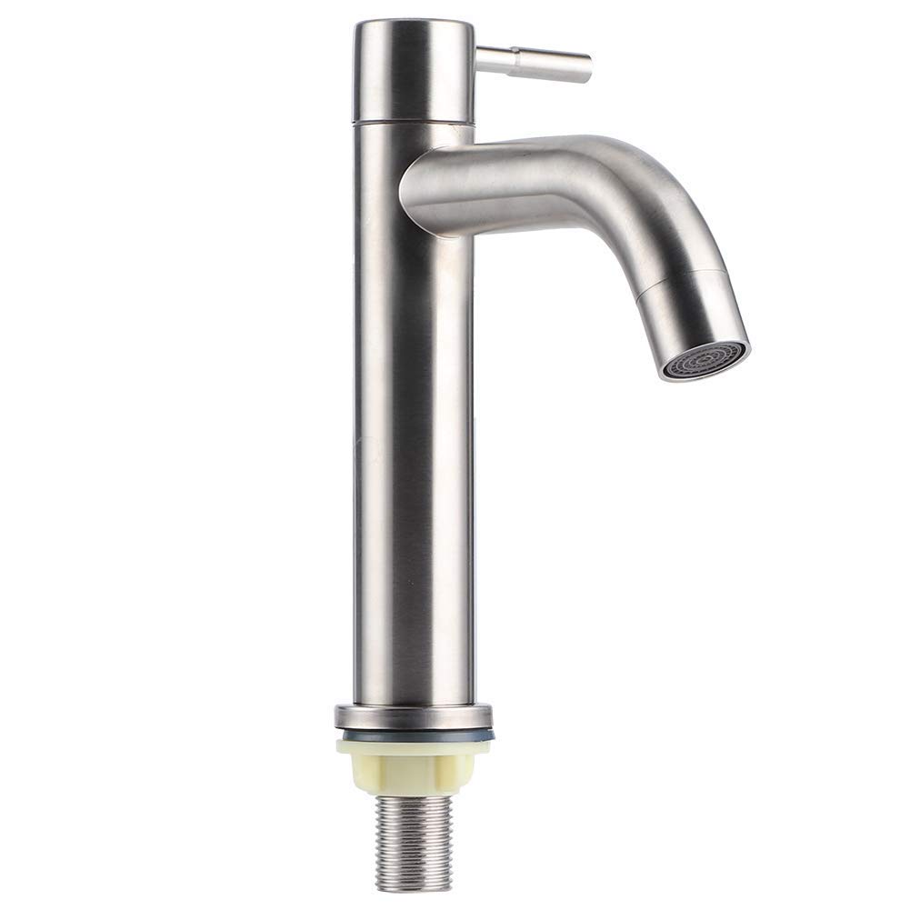 Wasserhahn G1/2 Edelstahl gebürstet Einzel-Kaltwasserhahn Waschbecken Wasserhahn Badezimmerzubehör Wasserhahn Wasser (Zylinder einzeln) (Farbe: Zylinder einzeln)