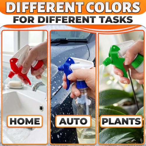Image of 6 Pcs Spray Bottle Nozzle Replacement Pack - Heavy Duty Leak-Proof Trigger Sprayer for Cleaning, Garden, Pet Care, Auto Detailing & Kitchen - Fits 8, 16, 24, 32 oz Bottles, 28-400 Thread (Multicolor)