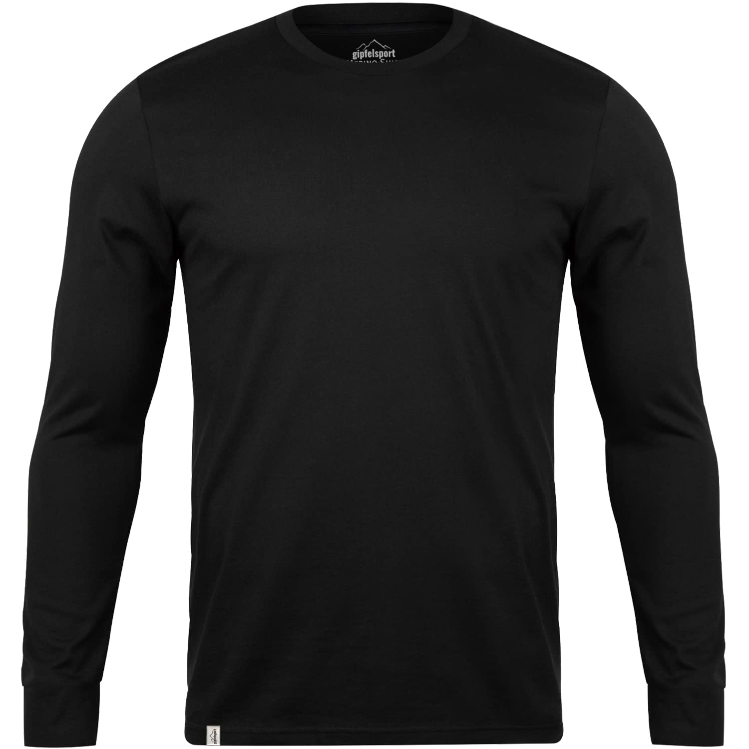Merino Shirt - Camiseta térmica de manga larga I Camiseta térmica de 100% lana merino I Camiseta de manga larga para senderismo, deporte I para hombre, color negro