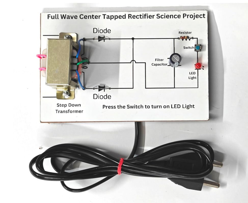 ESPTRONICS Full Wave Center Tapped Rectifier Investigatory Science Project Working Model Experiment Kit for Class 12 with Filter Capacitor and Diode.-image-42