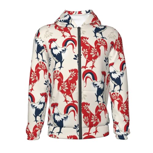 Roosters Kid Hoodies Boys Zip Up Sweatshirts Girls Pullover with Pocket2