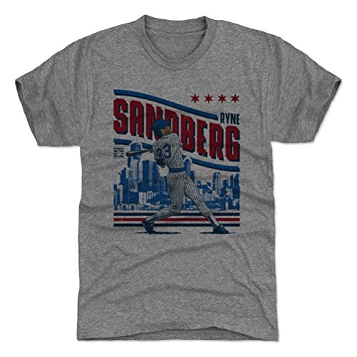 500 LEVEL Ryne Sandberg T-Shirt (Premium Mens T-Shirt Large Tri Gray) - Ryne Sandberg Skyline B