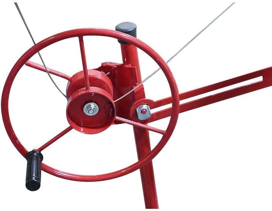 16 FT Drywall Lift Panel Rolling Hoist Jack Lifter Sheetrock, Drywall Lifting Construction Tools Caster Wheel with Adjustable Telescopic Arm, Red