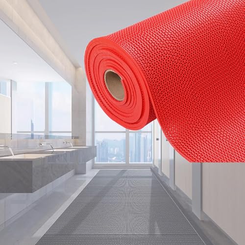 Évitez les glissades avec ce tapis de drainage antidérapant en caoutchouc PVC rouge pour douche