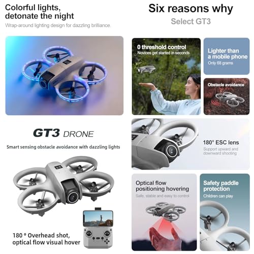 Image of T1 / GT3 Dual Camera Optical Flow Obstacle Avoidance Unfoldable RC Drone Fly Steadily Long Battery Life Obstacle Avoidance 80-100m Distance Easy to Use.(Multicolor)