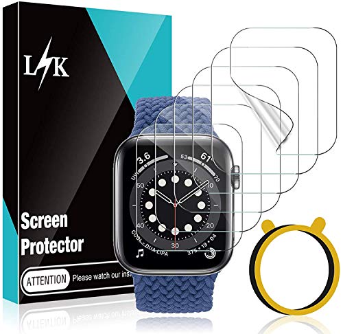 6 Pack L?K Screen Protector Compatible for Apple Watch SE & Series 6 40mm, Max Coverage Bubble-Free Flexible TPU Clear Film with Circle Installation Tool