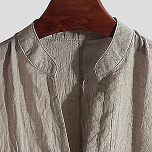 Men's Linen Cotton Long Sleeve Blouse Buttonless Solid Color Shirts Summer Fast Drying Top T-Shirt2