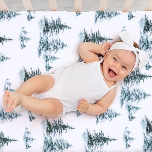 Image of JISEN Fitted Crib Sheets 1 Piece Soft Breathable Baby Crib Sheets for Standard Crib and Toddler Mattress Baby Bed Sheets for Crib for Baby Boys Girls Neutral 28x52 Inch Woodland