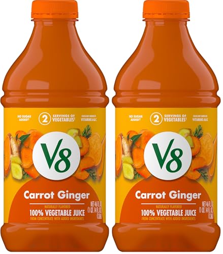 V8 Carrot Ginger 100% Vegetable Juice, 46 fl oz Bottle (Pack of 2)
