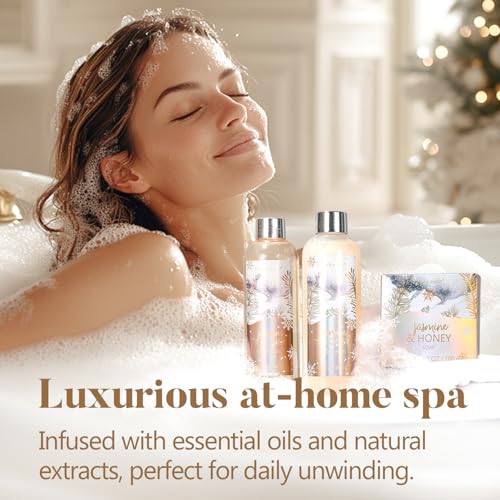 Gift Baskets for Women, Body & Earth Gift Set with Jasmine & Honey Scent Includes Bubble Bath, Hand Cream, Holiday Gift Baskets, Bath and Body Gift Sets for Women, Happy New Year Gifts - Image 6