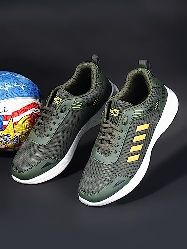 Image of Liberty Force 10 Navy Blue & Olive Green Running Shoes for Men