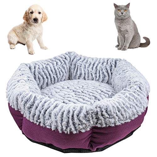 Self Warming Cat Bed Mat - Soft Furry Donut Calming Bed for Cats & Small Dogs Washable, Self Heating Round Comfy Memory Foam Bed Pad, Anti-Slip Puppy Kitten Bed