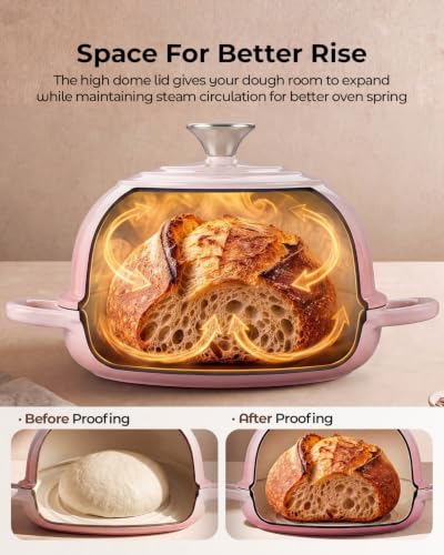 Image of 5QT Enameled Cast Iron Sourdough Bread Oven for Homemade, Pink