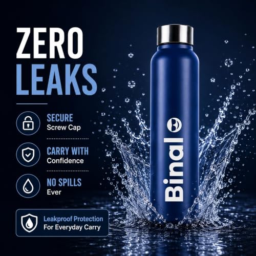 Image of Courage Personalised Stainless Steel Water Bottle 1 Litre | Custom Name Engraved Bottle | Leak-Proof, BPA-Free, Rust-Resistant | Stylish Gift for Kids, Women & Men | Office, School & Gym Use (Blue)