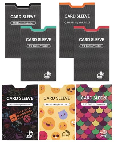 7 RFID Blocking Sleeves Identity Theft Protection Lightweight And Compact Design to Fit in Any Pocket or Wallet