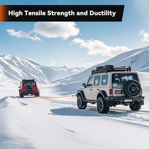 Image of Kinetic Recovery Rope 1-1 /8 inchx 30ft 51500lbs Heavy Duty Offroad Snatch Strap with 2 Soft Shackles, Kinetic Tow Rope Recovery Kit, 35% Elasticity Tow Ropes for Trucks SUV UTV ATV Jeep Tractor