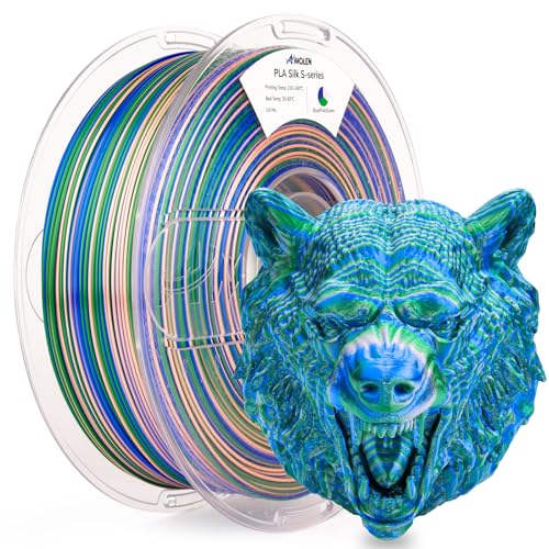 Image of AMOLEN Silk PLA 3D Printer Filament, Shiny Multicolor Rainbow PLA Filament 1.75mm, Fast Color Change PLA 3D Printing Filament for Most FDM 3D Printer, Blue Pink Green, 1kg (2.2lbs)