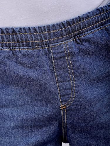 Image of The Indian Garage Co Men Loose Fit Solid Mid-Rise Stretchable Denim Joggers