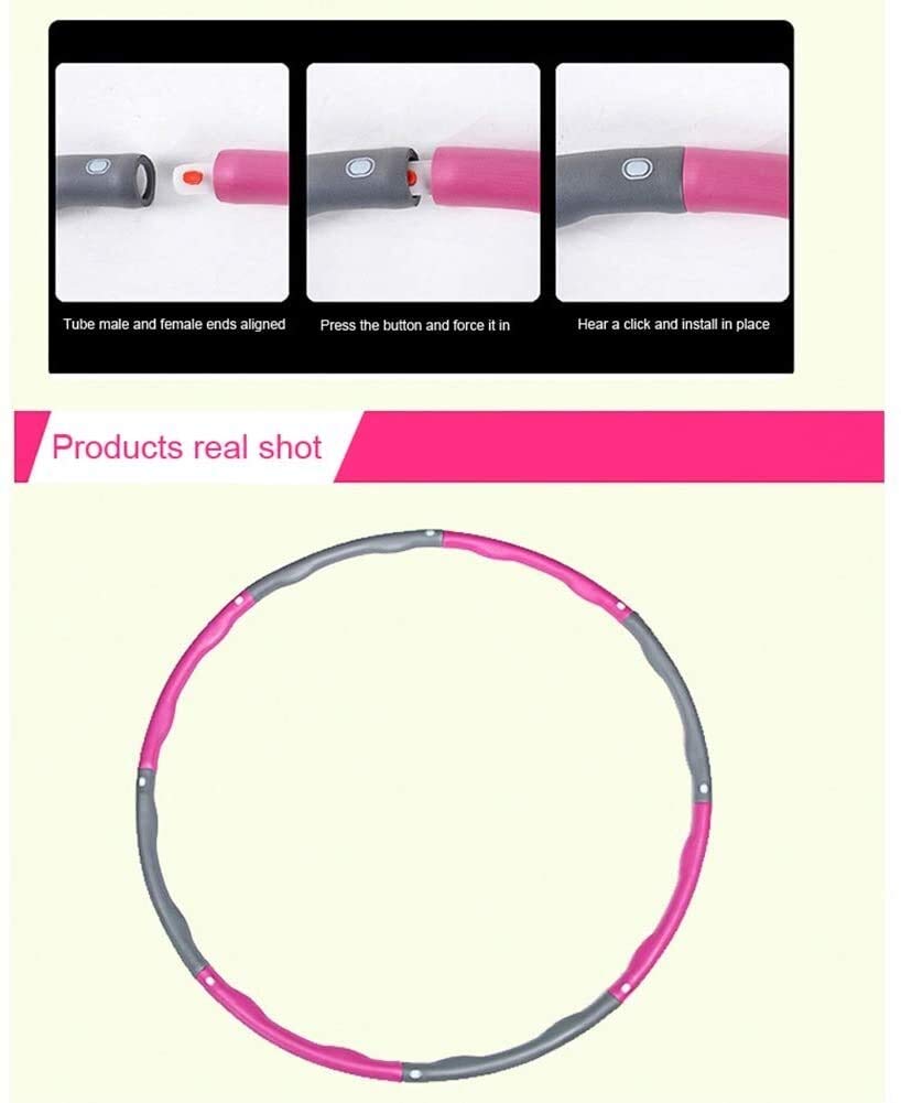 Cerchio di fitness Massaggio sportivo Hula Hoops for adulti e adolescenti, 7 pz Tubi ponderata Hula Hoop for adulti, staccabile Hoola Hoops for la perdita della vita Trainer vita sottile peso Fitness