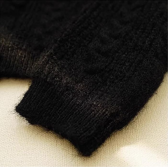 Women Vintage Single Breasted Cardigan Autumn Winter Peter Pan Collar Black Knitwear Jumper Lace Sweater2