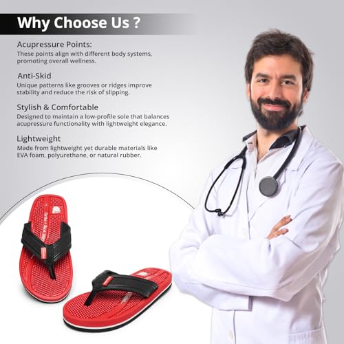 Image of Ortho + Rest Doctor Orthopedic Slippers for Men | Anti-Skid Flip Flops with Acupressure Massage Footbed | Extra Soft and Comfortable Doctor-Recommended Chappal for Pain Relief