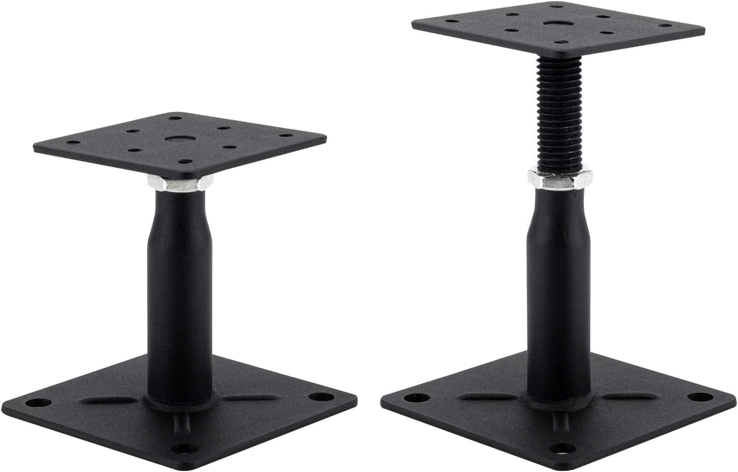 Pack of 2 Post Supports, Height-Adjustable, Adjustable Range 10-17 cm, Galvanised Steel, Adjustable Post Holders for Fences, Shelters, Pergolas, Carports (10-17 cm / 2 Pieces)