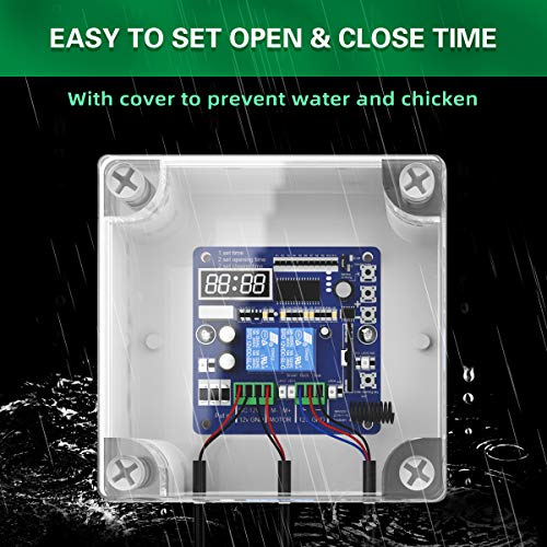 Lovinouse Upgraded Automatic Chicken Door Coop Opener Kit, with Timer Controller, Safety Sensor, 12V DC Actuator Motor