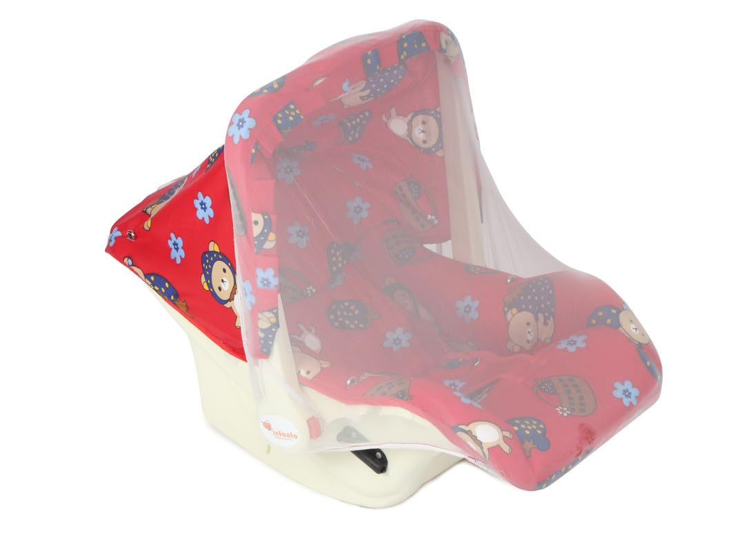 INFANTO Multipurpose 9 in 1 Bouncer | Compatible with Stroller | Rocker | Feeding Chair | Sleeping Carrier | Bath Chair | Mosquito Net | (Pink) (RED) - Image 8 thumbnail