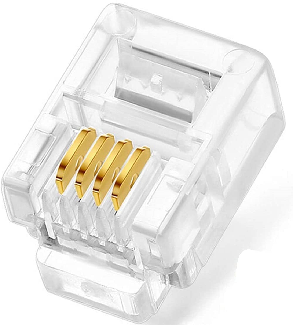 TECH-X Pack of 25 Telephone Plug 4 Pin RJ11 6P4C Modular Plug Telephone Phone Connector Crystal Head Plug Network Connector,Four-core Cable RJ 11 Plug(6/2, Telephone Cord Connector Adapter Crimp) (B09F9RTY6N) Amazon Price History, Amazon Price Tracker