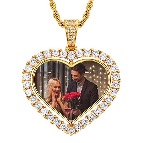 Picture Necklace Personalized Photo Pendant for Men customized Necklaces for Women Memory Medallion Pendant with Chain Personamized Photo Heart Shaped Picture Necklace