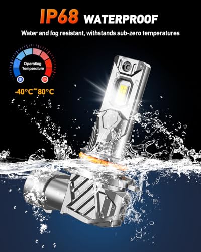 Image of FORENNER 9005 /HB3 Light Bulbs, 900% Ultra-Brighter, 6500K Cool White, 1:1 Mini Size 9005 Fog Light Bulbs, 10-Year Lifespan, Plug-N-Play Direct Fit, IP68 Waterproof, 2-Pack.