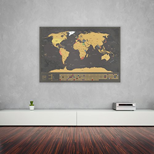 Scratchable World Map with Bonus A4 Map of The US Remember and Share