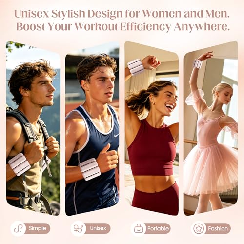 Image of Wrist Weights, 2Pack Adjustable Ankle Weights for Women /Men, Silicone Weighted Bangles for Yoga, Pilates, Running & Walking, Arm & Leg Weights, 2lb