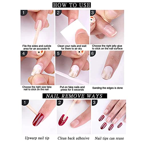 Butterfly Press On Nails,Medium Fake Nails Glossy With French Stripe Wave Line Design Acrylic Fake Nails, Pink Coffin Artificial Glue On Nails For Women And Girls #TOP5