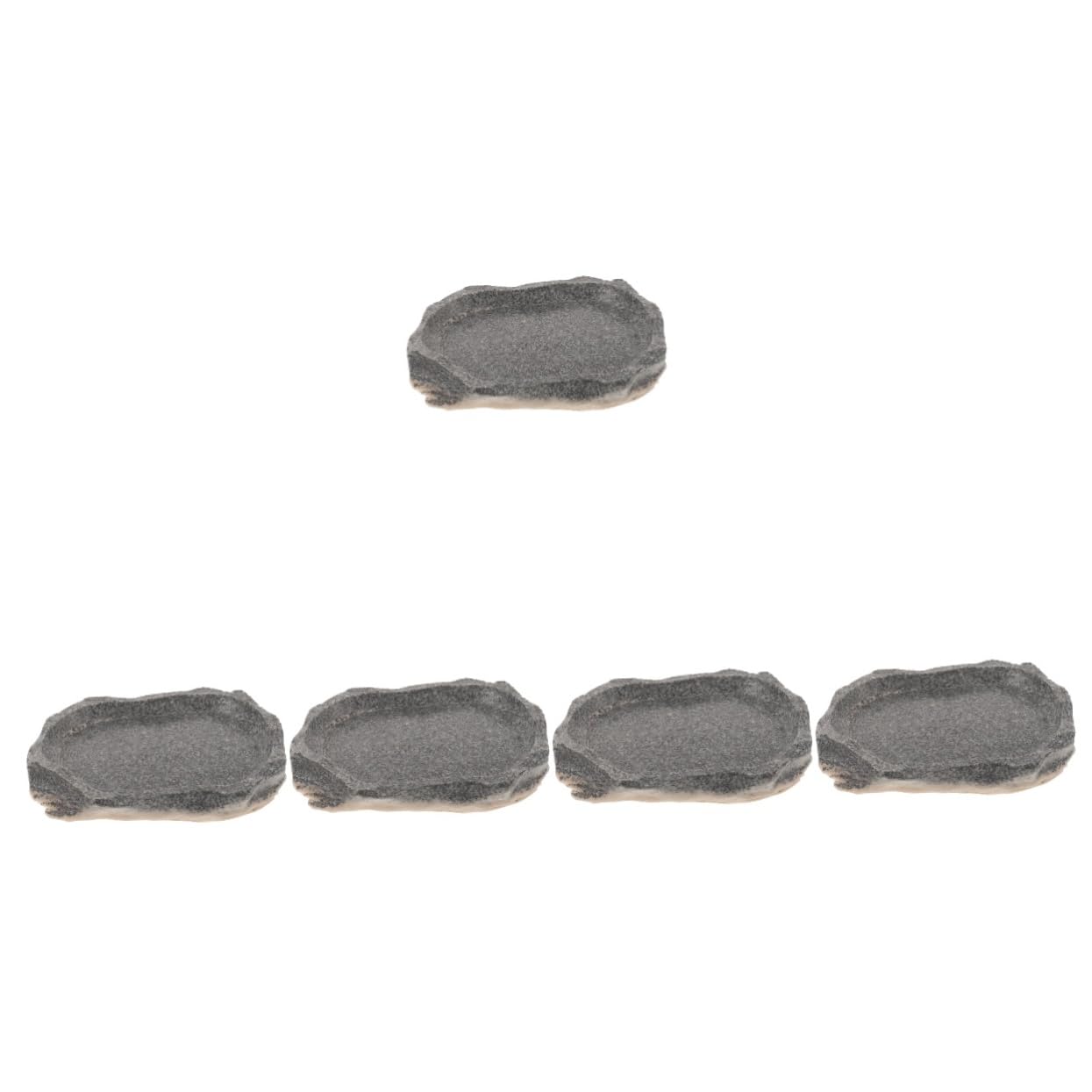 Sosoport 5piezas Tazón De Resina para Reptiles Alimentador De Comida y Agua Plato Duradero para Lagartos Gecko Dragón Barbudo y Tortugas Diseño De Roca Natural Fácil De Limpiar