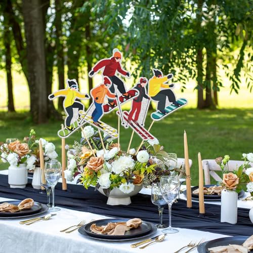 Image of Set of 15,Skier Theme Centerpiece Sticks,Ski Lovers, Ski Sport Birthday Party Table Toppers,Winter Sports Theme Party Decoration Supplies