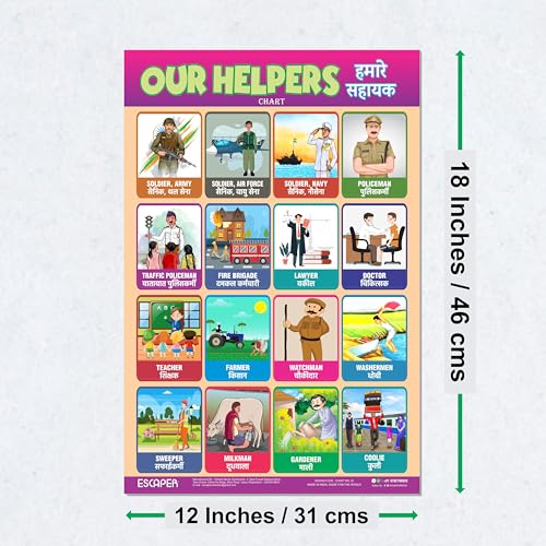 Image of ESCAPER Our Helpers Educational Charts for Kids, Charts for Kids Learning (11.5 x 17.5 inches), Kids Study Material, Kids Learning Books, Educational Posters