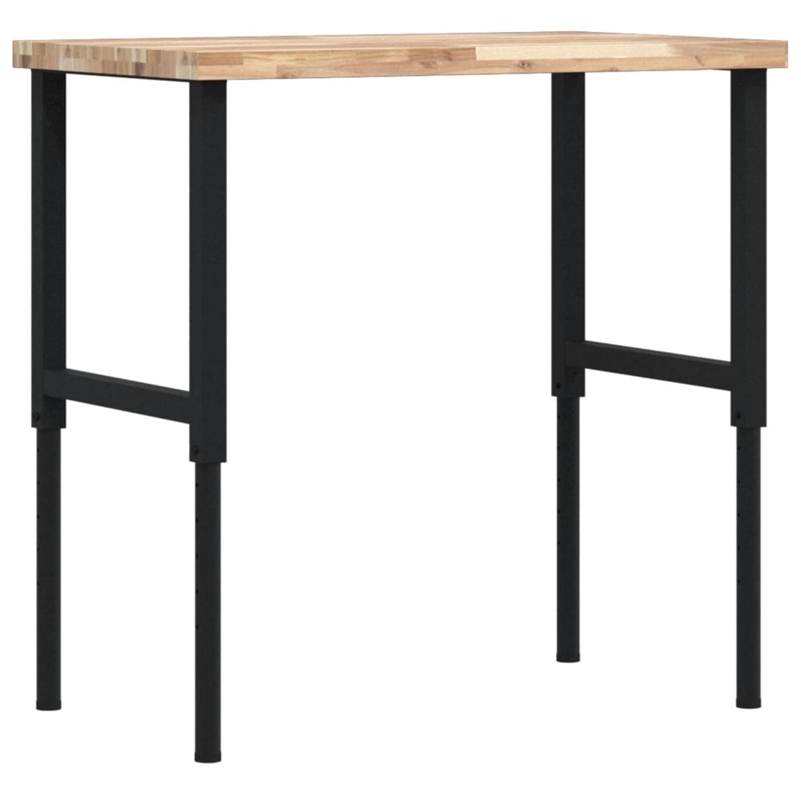 Homgoday Banco da Lavoro 100x60x(73-995) cm Tavolo da Lavoro in Legno Massello di Acacia Non Trattato e Telaio in Metallo Regolabile Nero