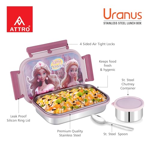 Image of ATTRO Prime Uranus Lunch Box with Sipstar Water Bottle, School Tiffin Combo-Pink