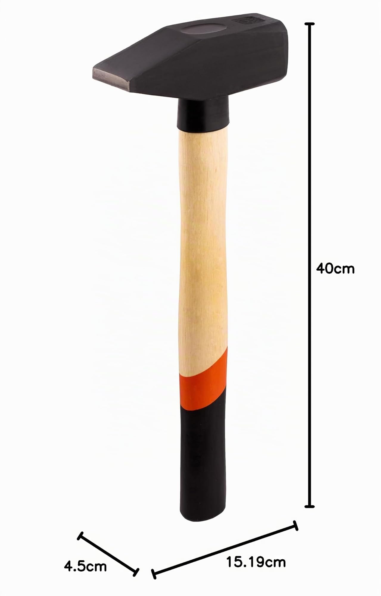 Marteau de serrurier Mivos 2000 g avec manche en bois - Marteau d'ingénierie avec tête en acier forgé