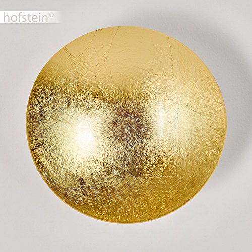 Wandlampe Mezia, runde Wandleuchte aus Metall in Gold mit Lichtspiel an der Wand, 1 x G9, Innenwandleuchte mit Strahlen-Effekt in Struktur-Gold-Optik, ohne Leuchtmittel