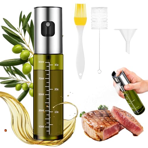 CenYouful Ölsprüher für Kochen, Grünes UV-Schutz Glas Öl Sprühflasche, 100% BPA frei Ölsprüher für Speiseöl, Küche Ölsprühflasche für Heißluftfritteuse, Oil Sprayer mit Skala & Trichter, Ölspray 1